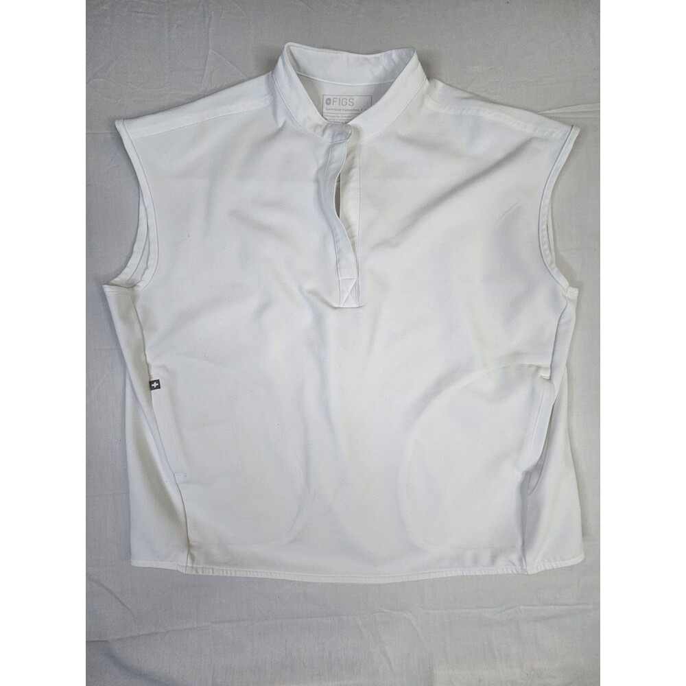 FIGS Scrub Top Women's Size Large White Rafaela Oversized Sleeveless PO# 5623